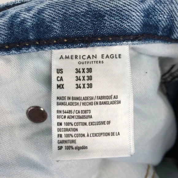 American Eagle Mens Relaxed Straight Jeans‎ Size 36x29 Light Wash - Picture 11 of 16